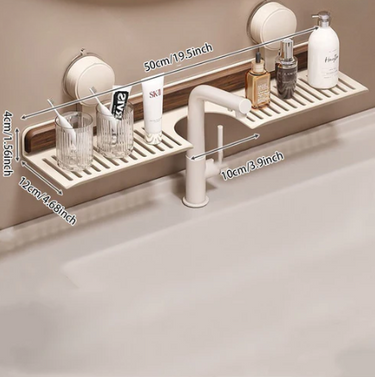 Elegant No-Drill Walnut Aluminum Faucet Rack